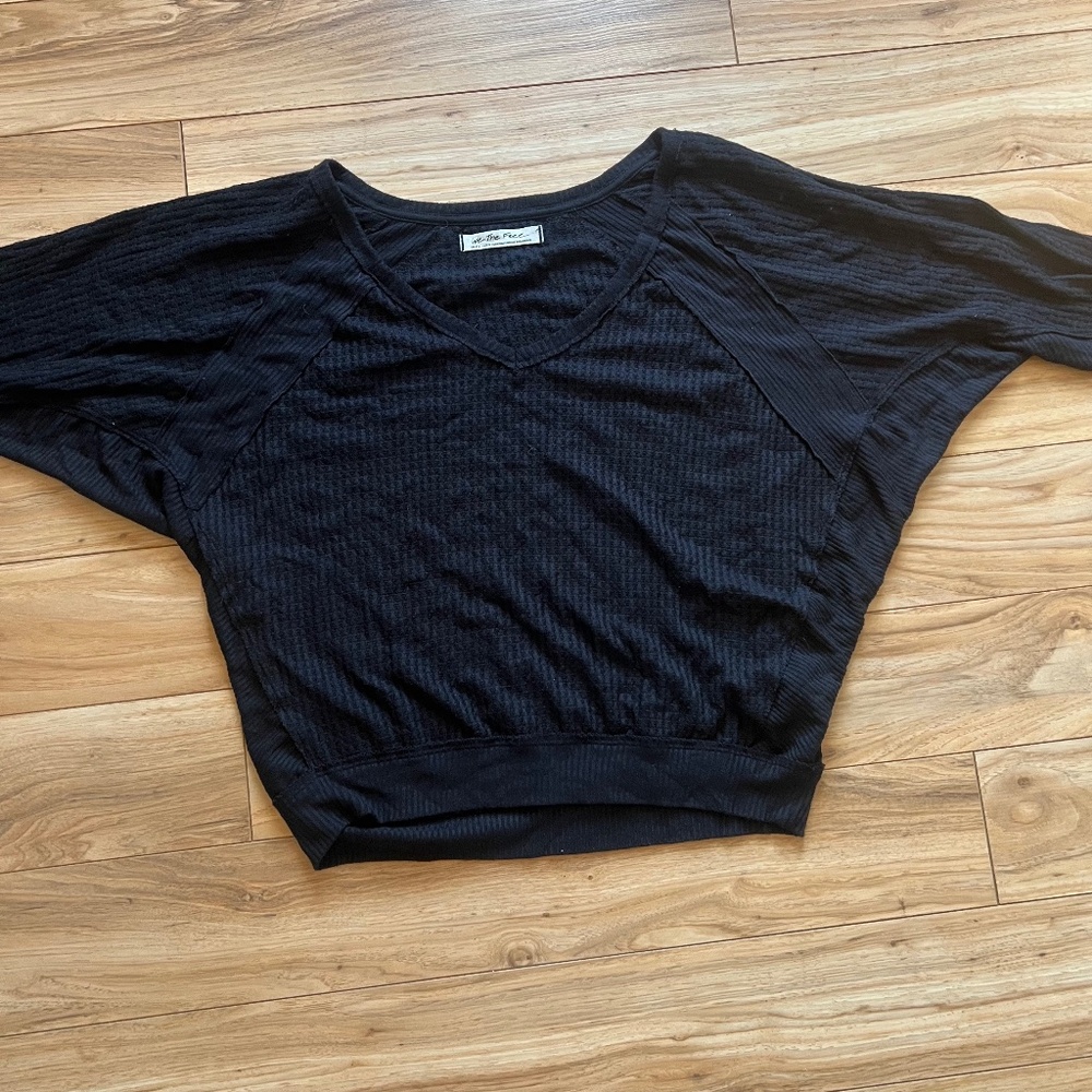 Free people batwing black off the shoulder long sleeve shirt